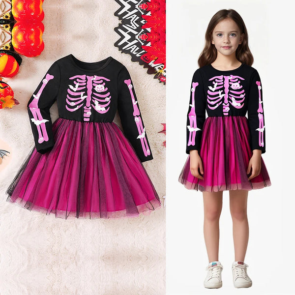 Glam Skeleton Girls Twirl Dress