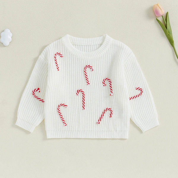 Candy Canes Oversized Holiday Sweater for Baby & Toddler Girls