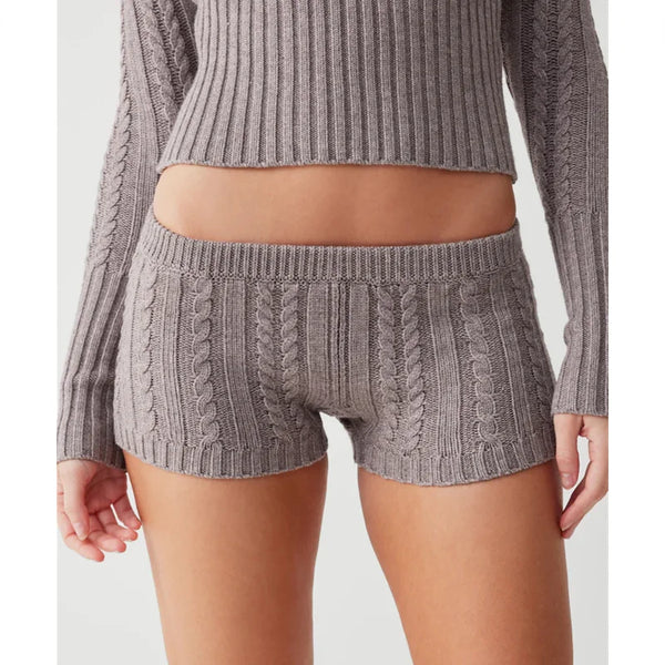 The Bennet Cable Knit Sweater V-Neck Top and Shorts Lounge Set for Women