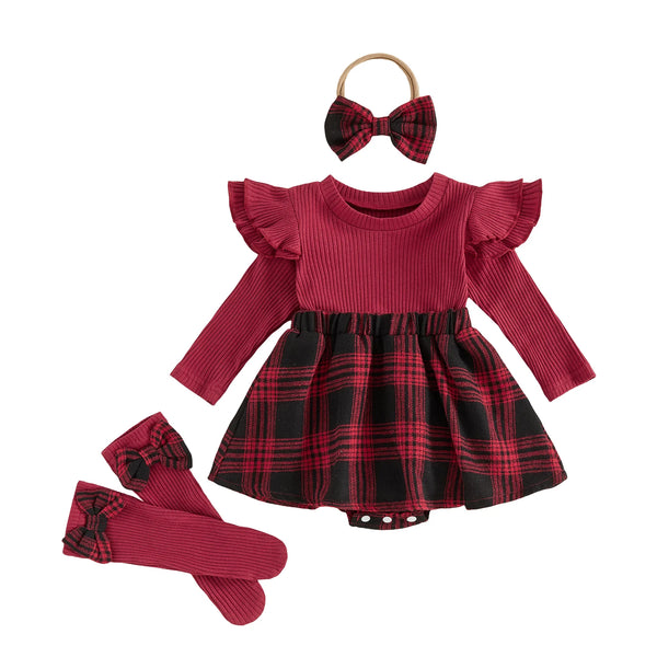 Phillipa Plaid 4-Piece Outfit Set for Baby & Toddler Girls