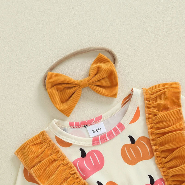 Pretty Little Pumpkin Romper Dress for Baby Girls