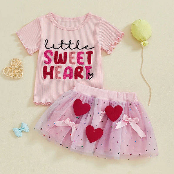 Little Sweet Heart Top & Tutu Skirt Set for Baby & Toddler Girls