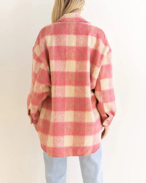 Gwynnie Plaid Brushed Heavy-weight Polyknit Shacket for Women
