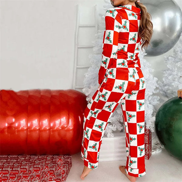Checkered Holly Women's Holiday Pjs