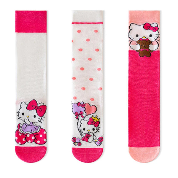 3 Pack: Hello Kitty™, Cinnamoroll™, Kuromi™ or MyMelody™ Knee High Socks for Girls