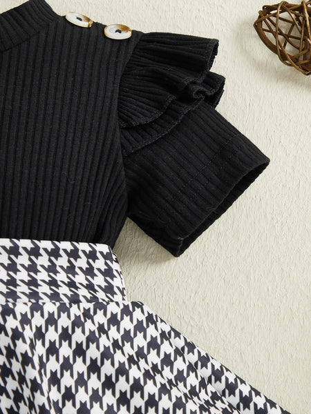 Greer Houndstooth Print 3-Piece Outfit for Baby Girls