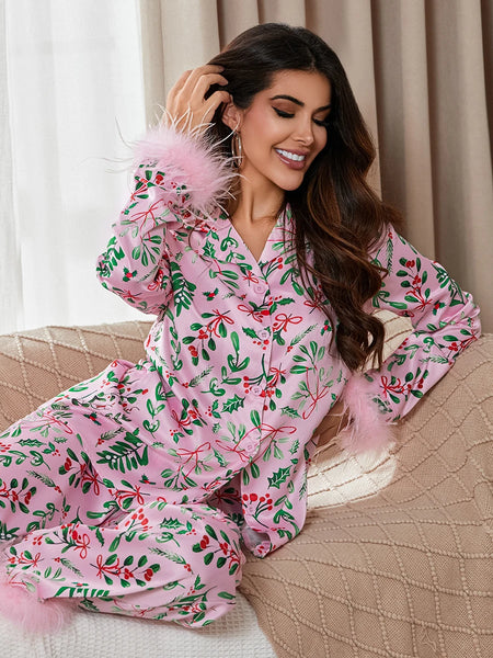 Momma & Me Matching Satin Dreams Pink Holly Pjs for Women & Girls