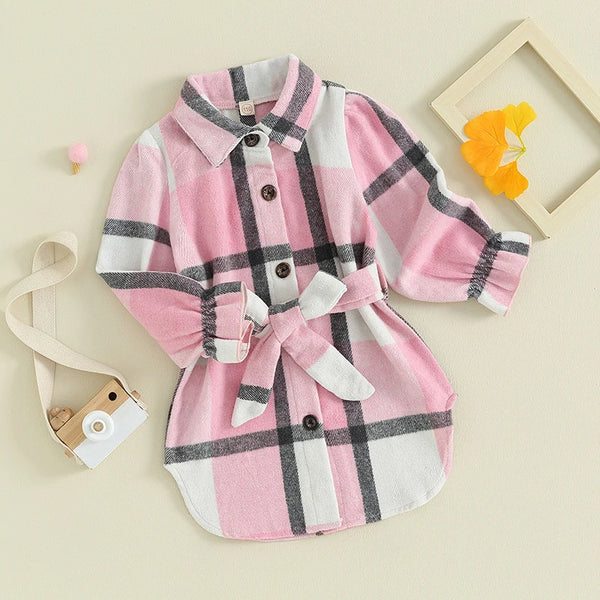 The Cassie Tie Waist Shacket for Little Girls