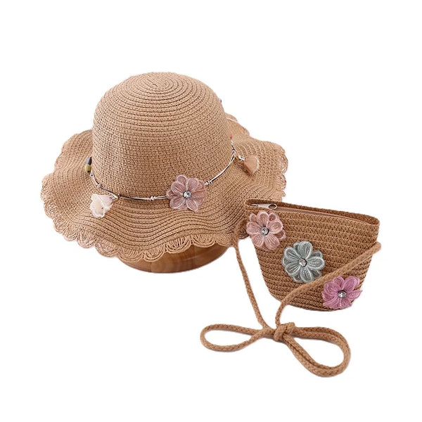 Sunny Summer Straw Hat & Purse Set for Little Girls