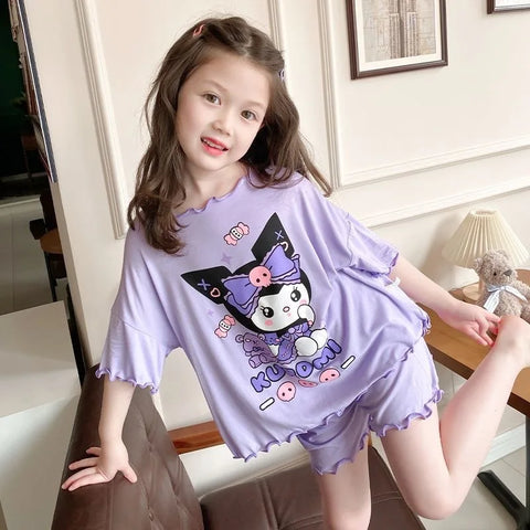 Kuromi Supersoft Knit Shorts & Top PJ/Lounge Set for Girls