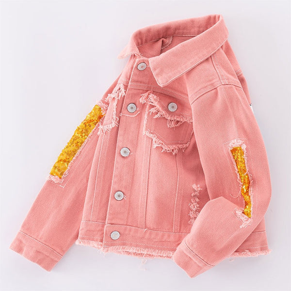 Pink Rainbow Sparkle Jean Jacket for Girls
