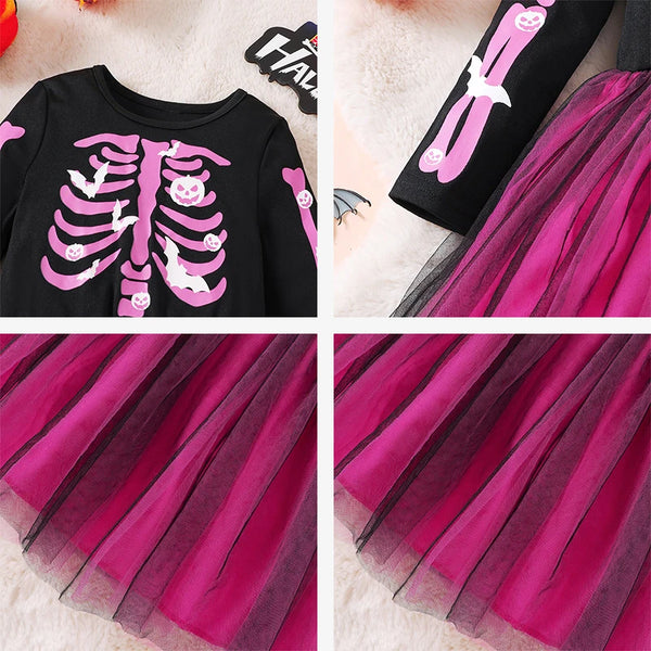 Glam Skeleton Girls Twirl Dress