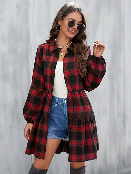 The Kennedy Button-Up Plaid Shift Dress for Women & Teens