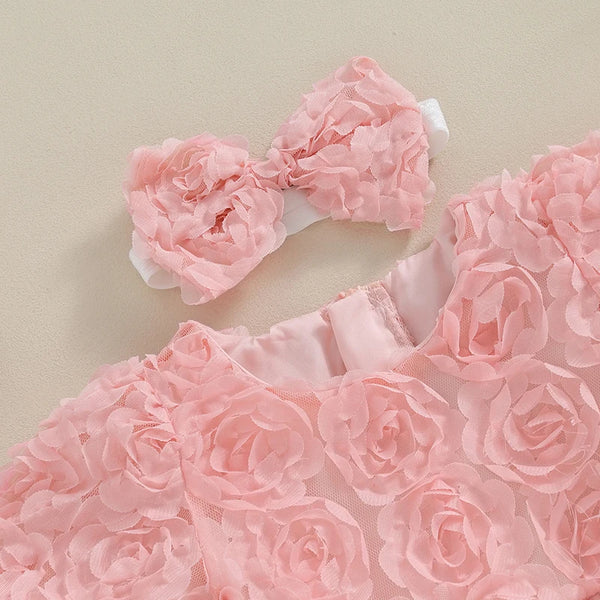 The Pretty Pink Rosette Romper + Bow