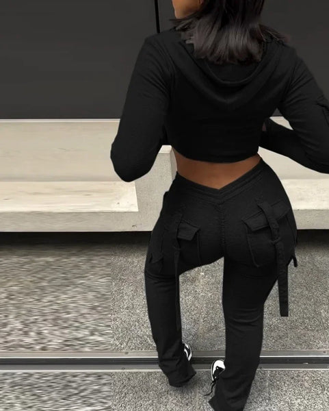 Kasey Crop Jacket and Cargo Pants Lounge Set for Women