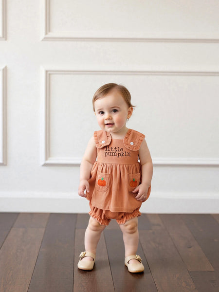 Little Pumpkin Orange Corduroy Outfit for Baby & Toddler Girls