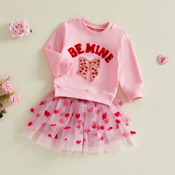 Be Mine Top + Tutu Heart Outfit for Baby & Toddler Girls