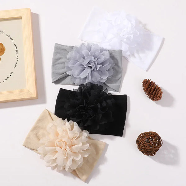4pcs/set Chiffon Stretchy Flower Headband for Baby Girls