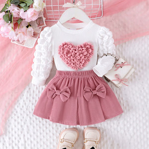 Naomi Puff Sleep Heart Top & Skirt Set for Baby & Toddler Girls