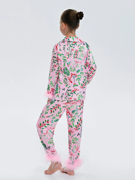 Momma & Me Matching Satin Dreams Pink Holly Pjs for Women & Girls