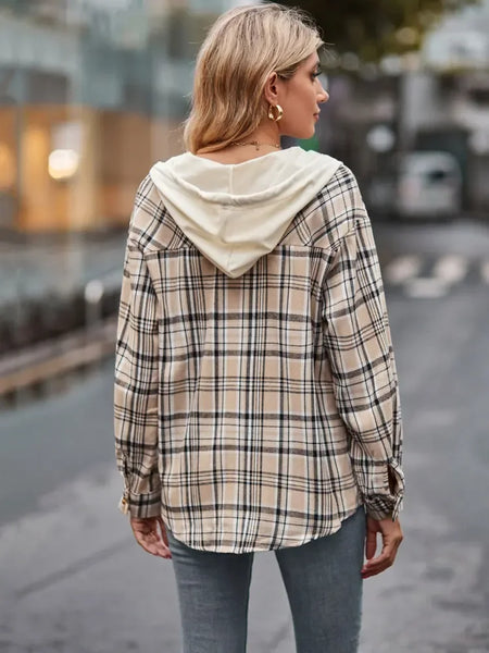 The Cher Plaid Lightweight Hooded Shacket for Women & Teens