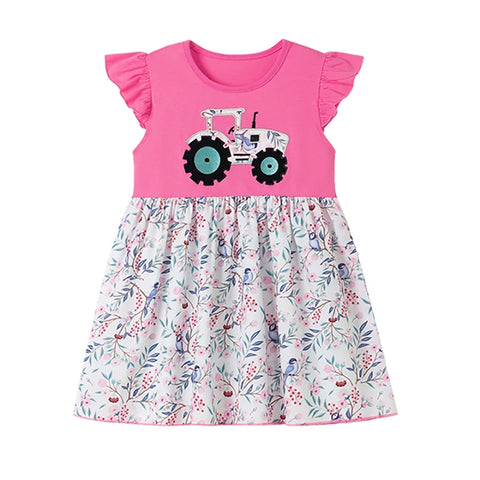 Little Farm Girl Tractor Twirl Dress