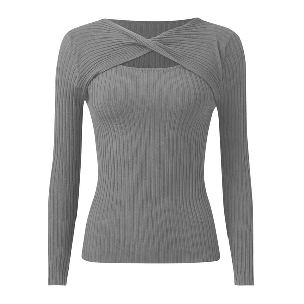 Jaime Peak-a-Boo Twist Ribbed Knit Sweater for Women
