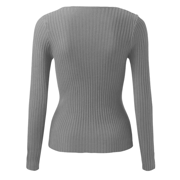 Jaime Peak-a-Boo Twist Ribbed Knit Sweater for Women