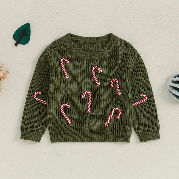 Candy Canes Oversized Holiday Sweater for Baby & Toddler Girls