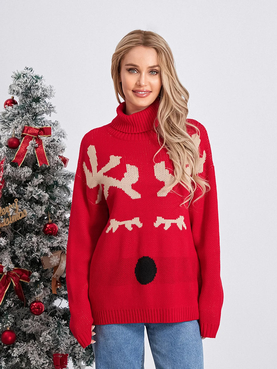 Reindeer Face Women's Christmas Sweater