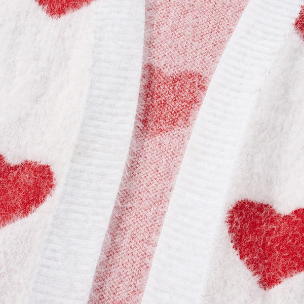 Momma & Me Open Front Super Soft Heart Print Cardi with Pockets