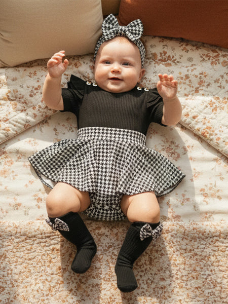 Greer Houndstooth Print 3-Piece Outfit for Baby Girls