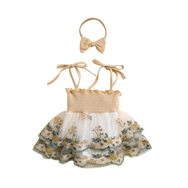 Ellie Floral Romper Dress for Baby Girls