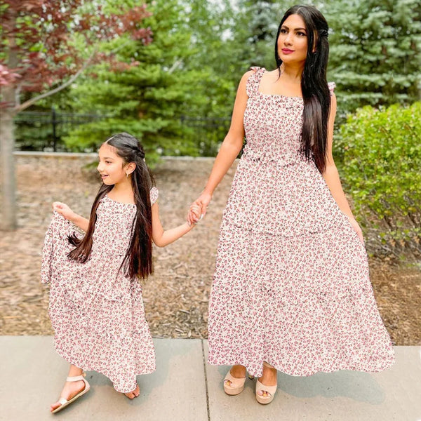 Momma & Me Pink Posies Boho Maxi Dress