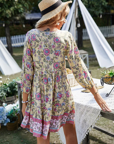 Jill Floral Boho Beach Dress for Women