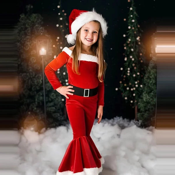 Ellie Elf Velvet Christmas Costume/Outfit for Girls