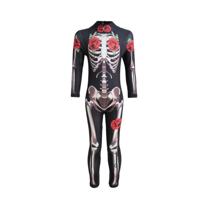 Momma & Me El Dia De Los Muertos Skeleton Rose Jumpsuit Costume for Women & Girls