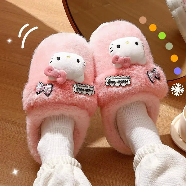 So Chic Hello Kitty™, Cinnamoroll™, or Kuromi™ Fluffy Slipper Slides for Teens & Women