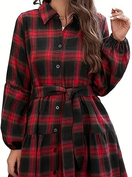 The Kennedy Button-Up Plaid Shift Dress for Women & Teens