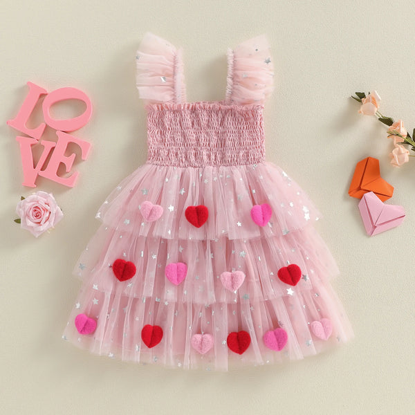 Mirabella Sparkly Hearts Party Dress for Toddler & Little Girls