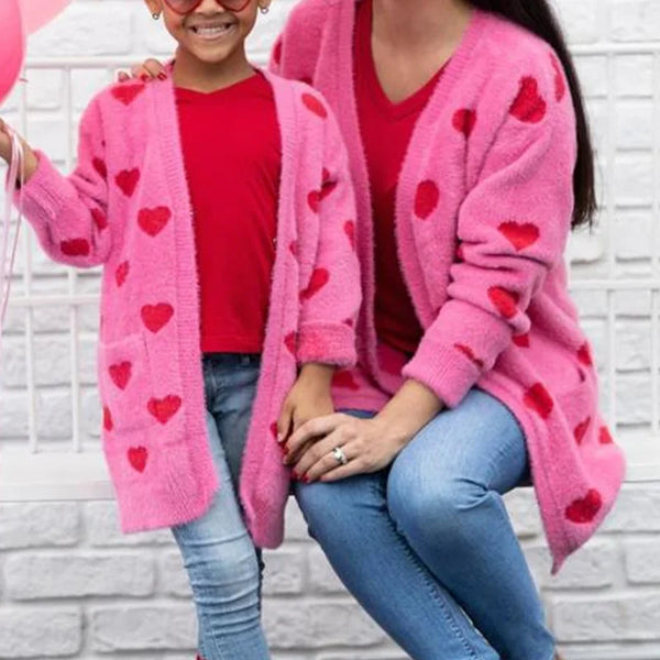 Mommy & Me Matching Hearts Super Soft Longline Cardigan Duster