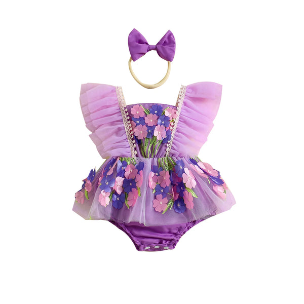 Pretty Bouquet Floral Romper Dress for Baby Girl