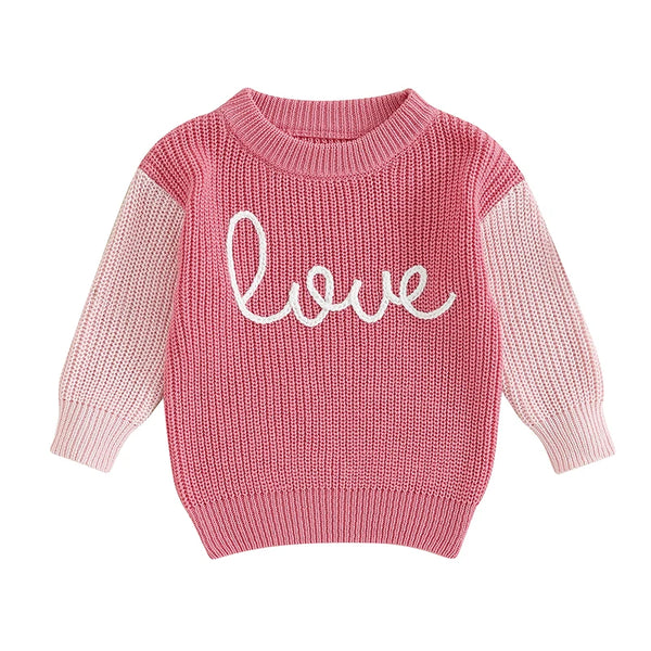 The Pink Love Chunky Knit Sweater for Toddlers and Little Girls