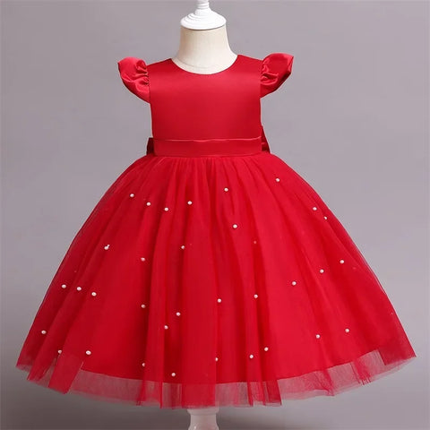 The V-Back Pearl Fancy Special Occasion Dress for Baby & Little Girls