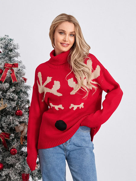 Reindeer Face Women's Christmas Sweater