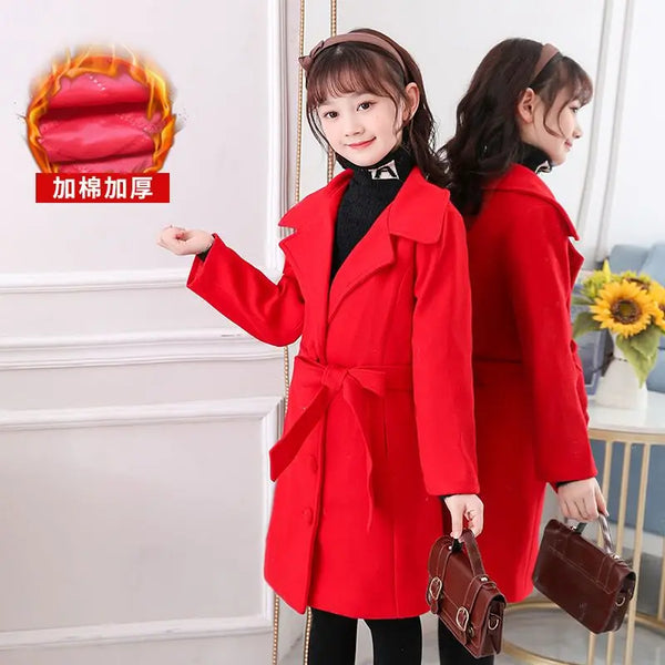 Maria Longline Dressy Wool Blend Coat for Girls