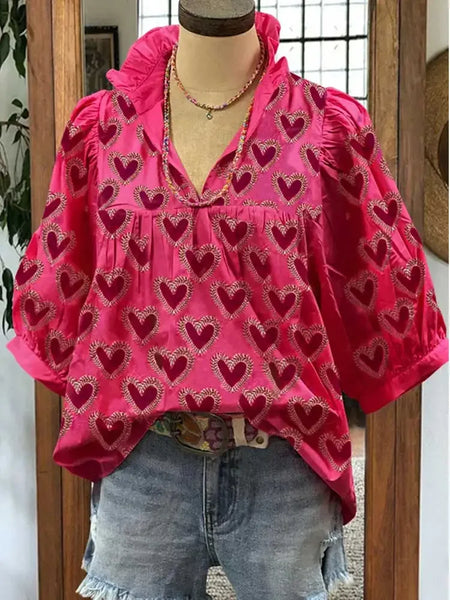 La La Pretty Pink Heart Blouse