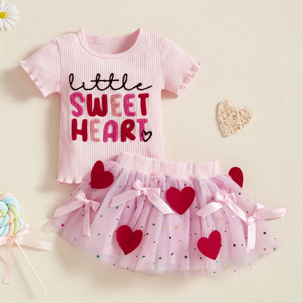 Little Sweet Heart Top & Tutu Skirt Set for Baby & Toddler Girls