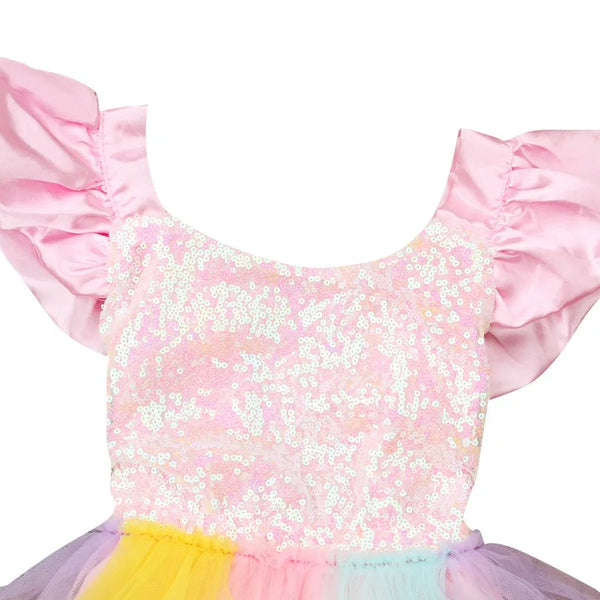 The Georgia Pastel Rainbow Romper Dress