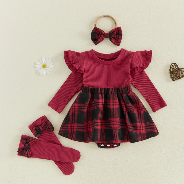 Phillipa Plaid 4-Piece Outfit Set for Baby & Toddler Girls
